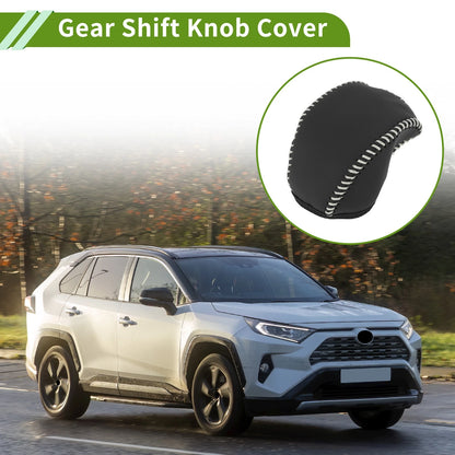 Gear Shift Knob Cover for Toyota RAV4 2019-2024 Black Beige Faux Leather