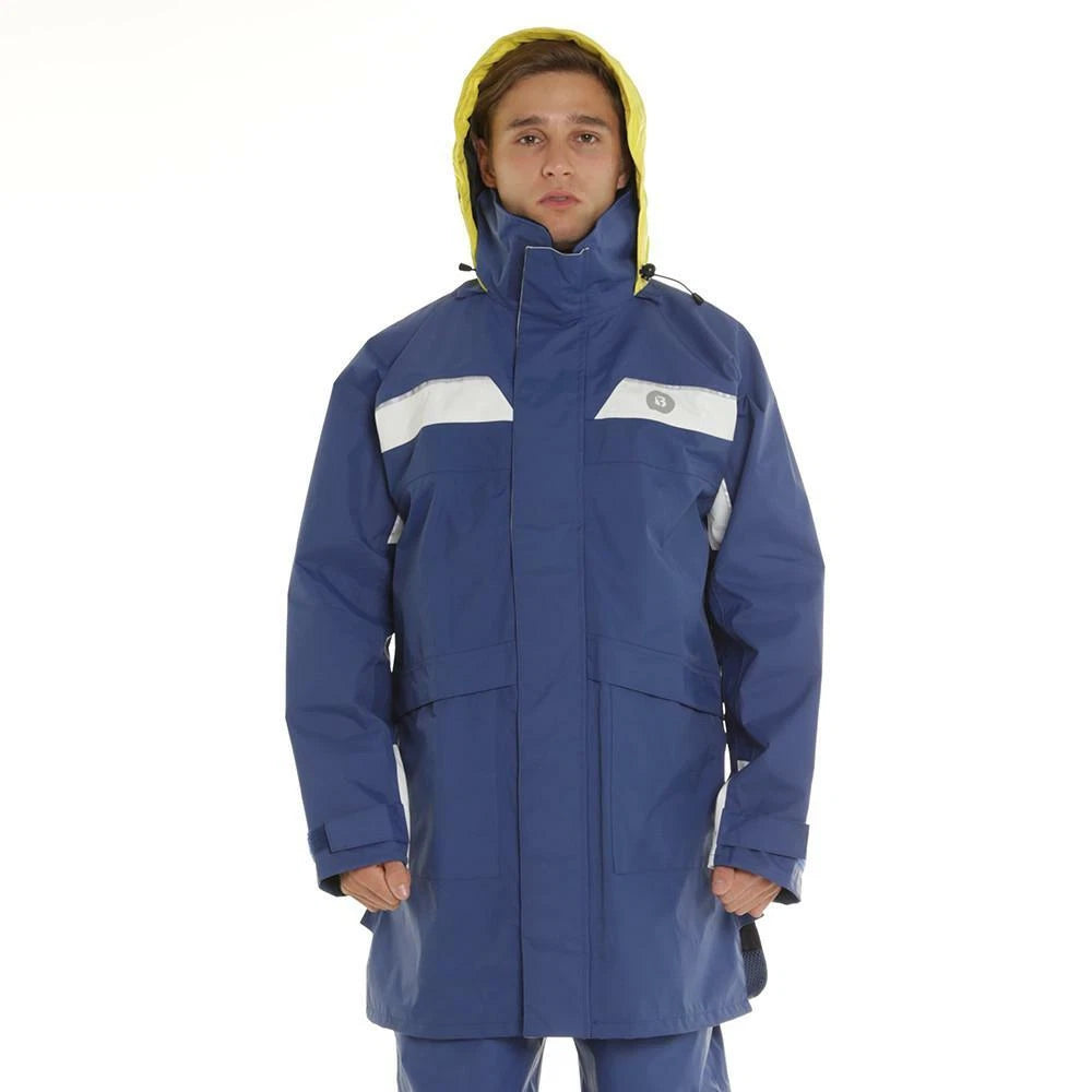 Burke Super Dry Rain Jacket Sailing 3/4 Length Blue/White Waterproof