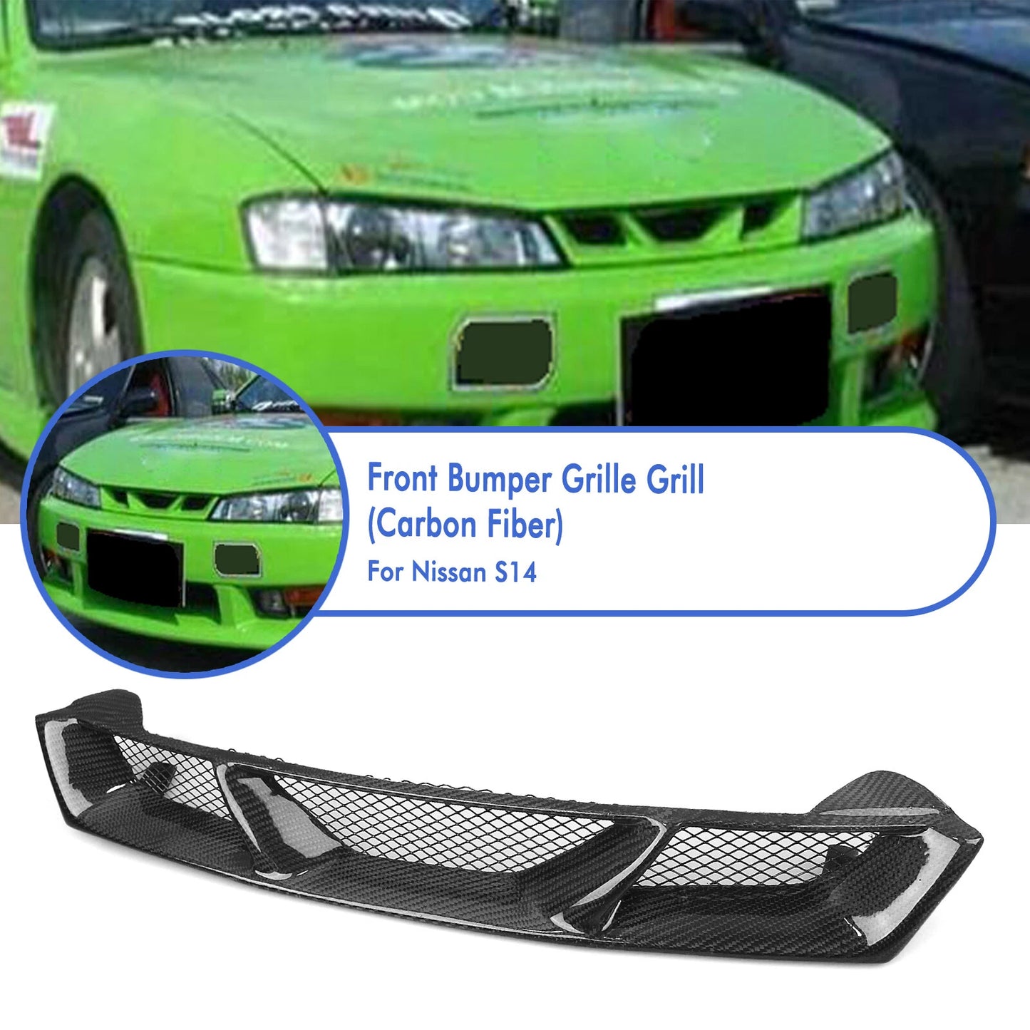 Grille Mesh for Nissan S14 Silvia (1995-1998) Carbon Fiber Black