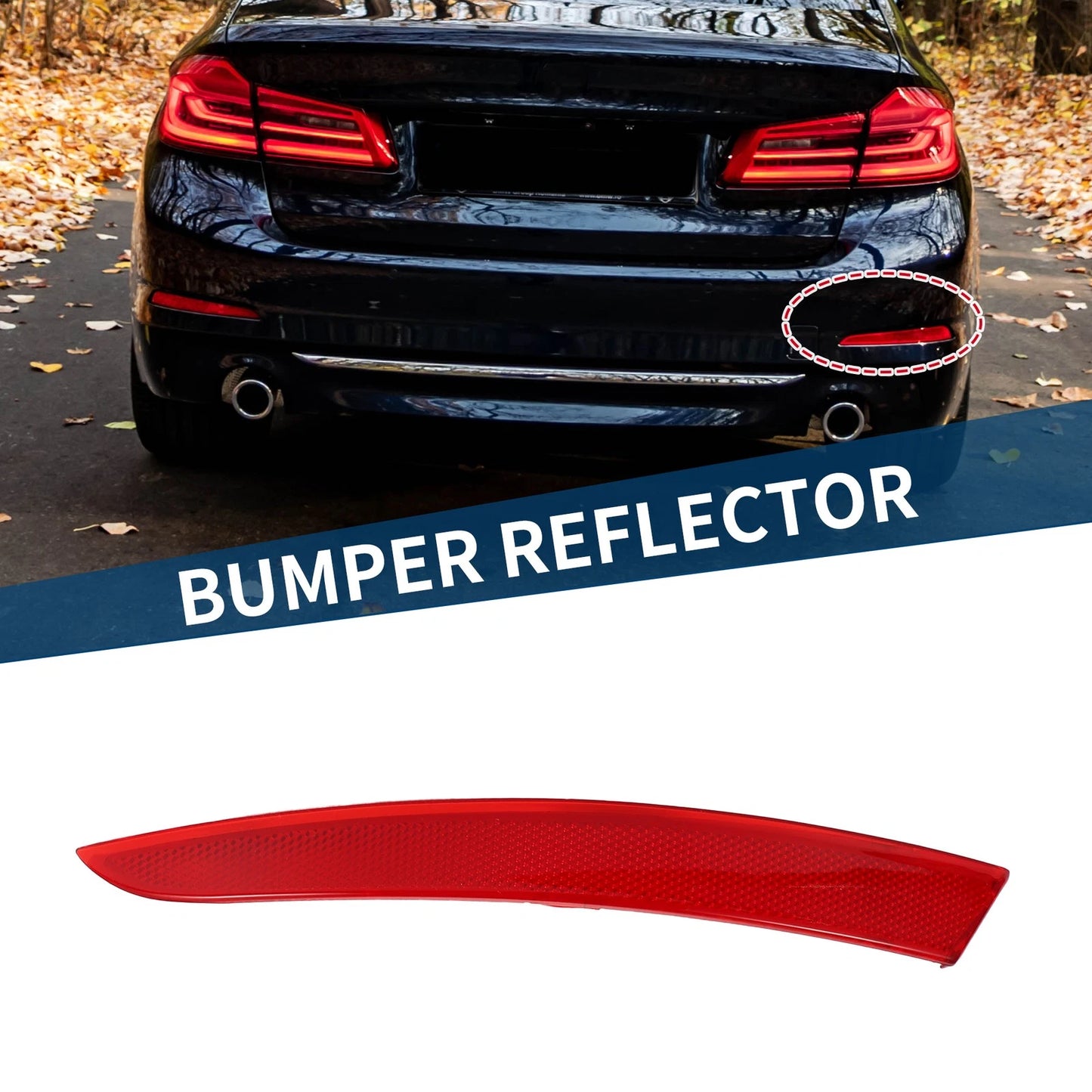Bumper Reflector for BMW 535i GT 2014-2017 Red 1 x Rear Right