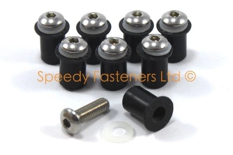 8x Windshield Bolts Stainless Steel Rubber Nuts for Ducati 750 SS 750SS ST4
