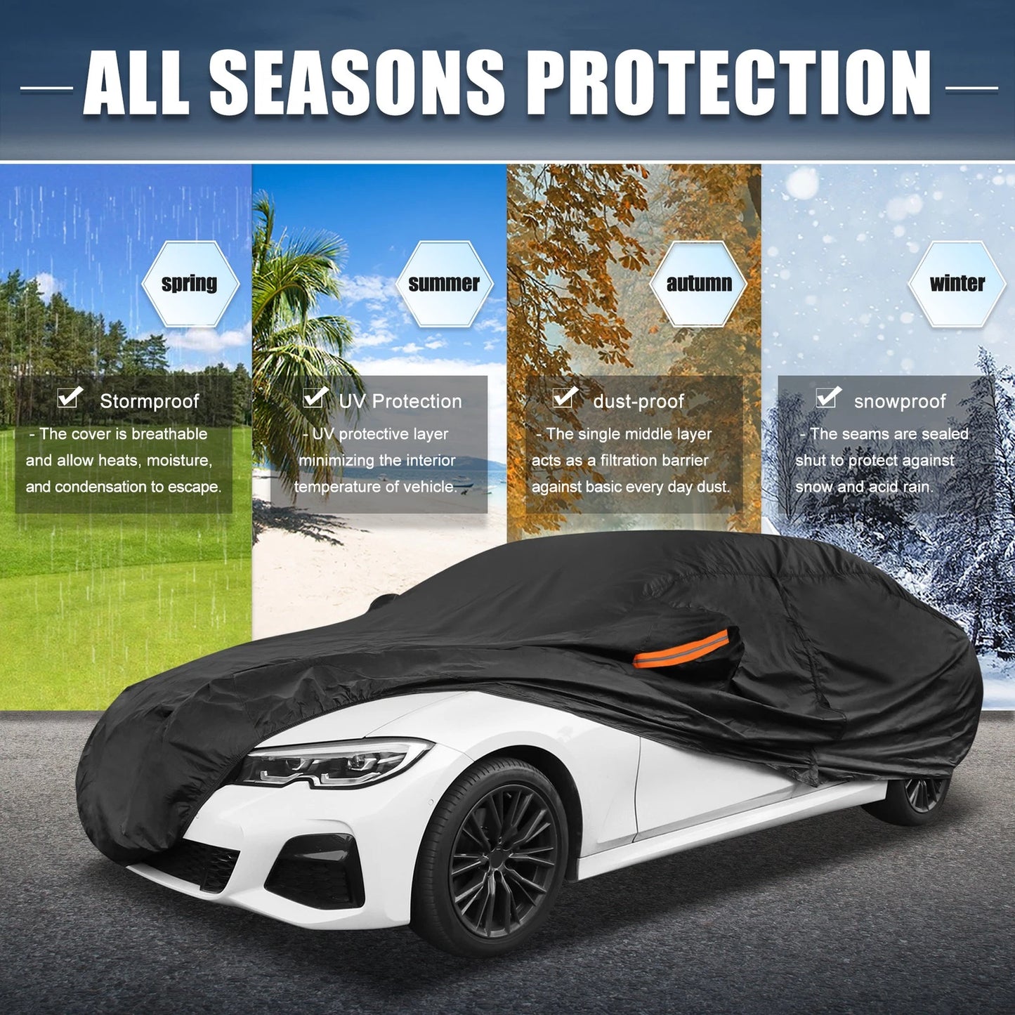 Car Cover Waterproof Aluminum Film Inner Cotton for BMW 3 Series with Zipper