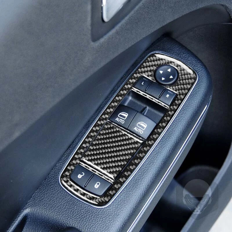 Real Carbon Fiber Door Window Switch Cover Trim Fit For Dodge Charger 2011-2014