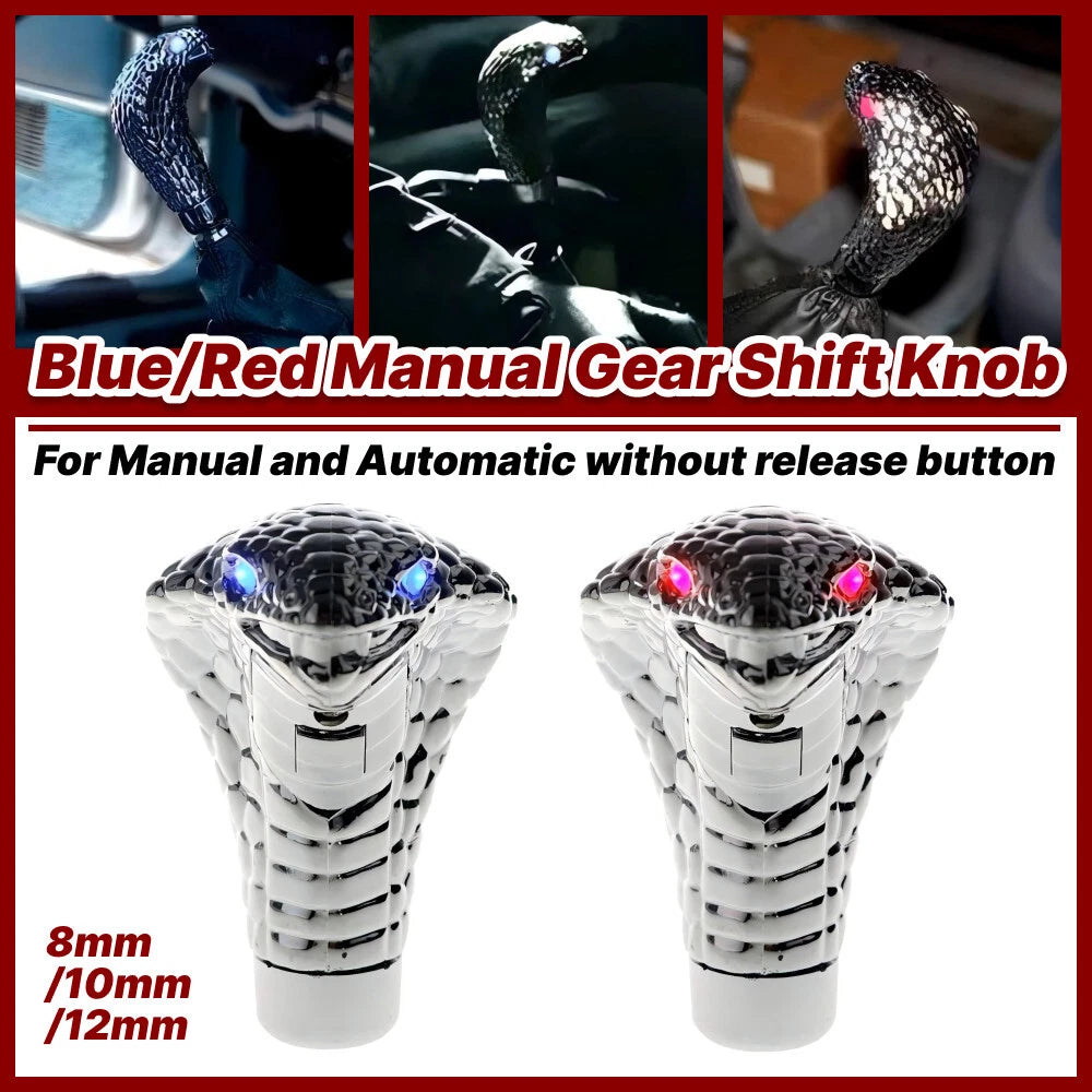 Gear Shift Knob 1x Blue/Red LED Head Snake Style for Universal