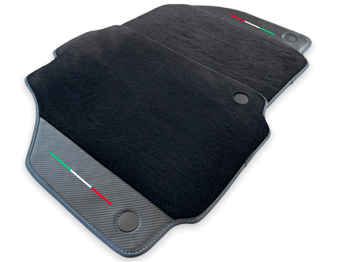 Floor Mats for Ferrari F8 Tributo Black Carbon Leather Tailored Carpets