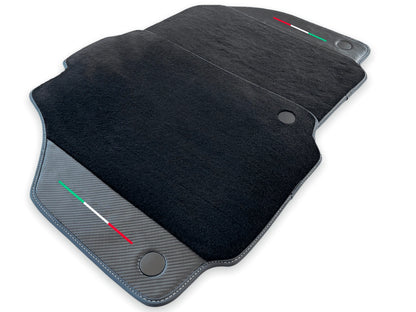 Floor Mats for Ferrari F8 Tributo Black Carbon Leather Tailored Carpets