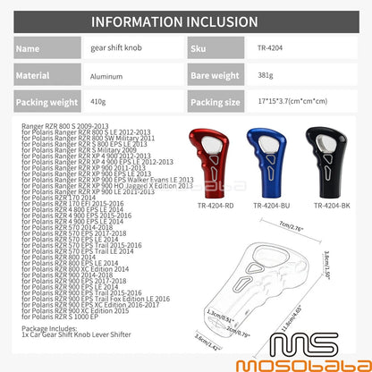 Gear Shift Knob Grip for Polaris RZR 570 900 1000 Ranger RZR 900 4 XP (2010-2023)