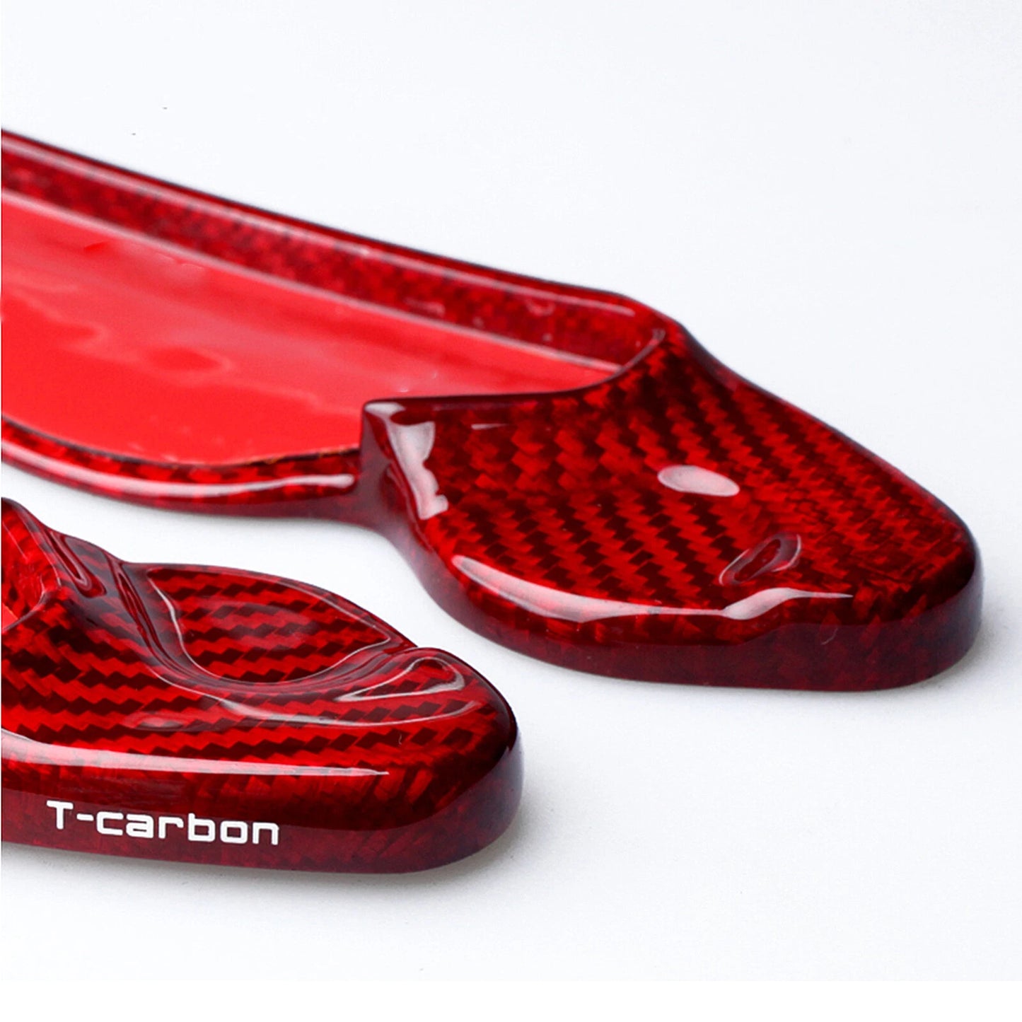 2 x Steering Wheel Shift Paddle Extensions Carbon Fiber Red for Land Rover Evoque (2012-2018)