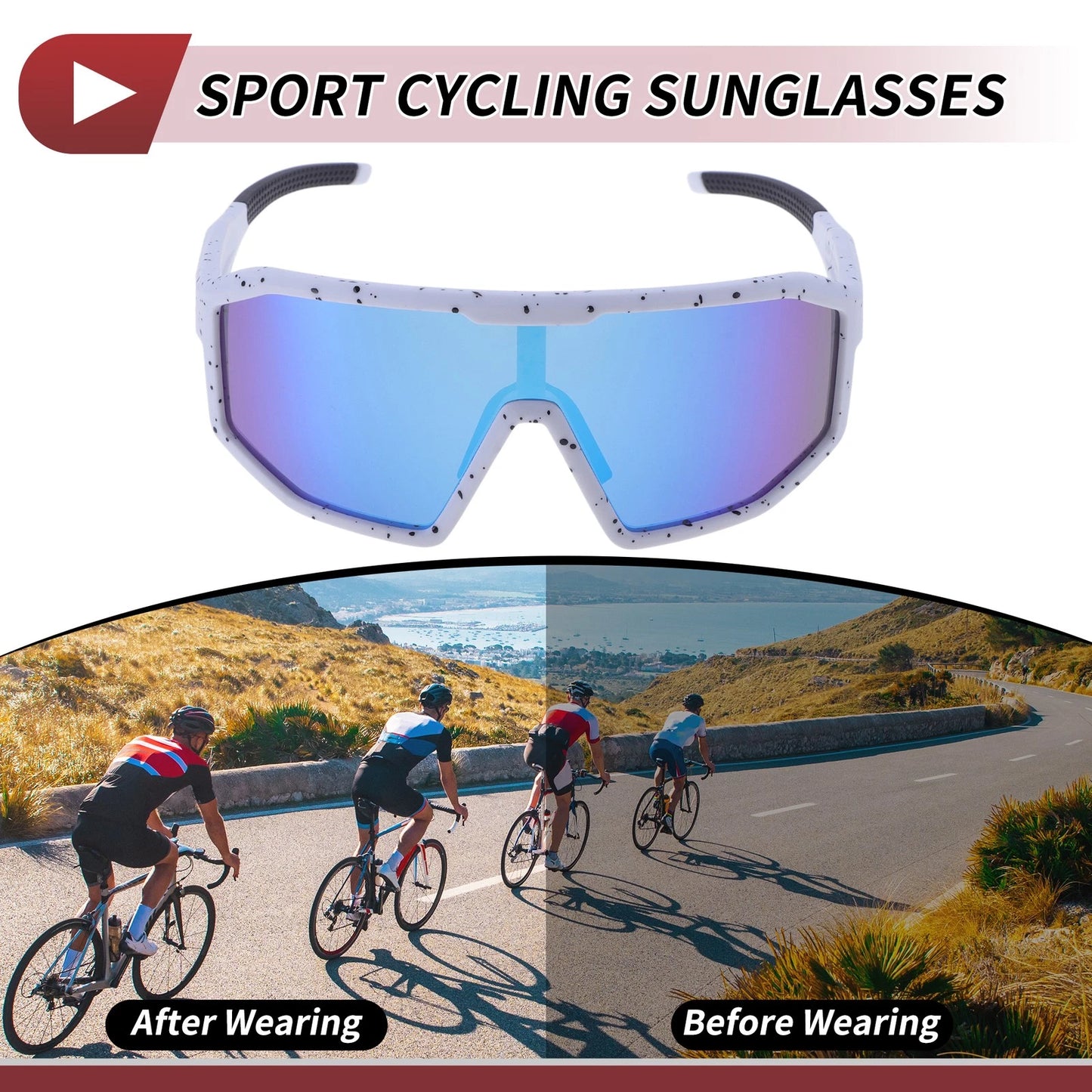 Goggles / 1 x Riding Goggles Blue Lens White with Black Spots for Motorcycle
