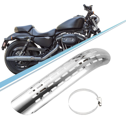 Set 1 Curve Exhaust Heat Shield 20mm-70mm Clamps Silver Tone for Motorcycle