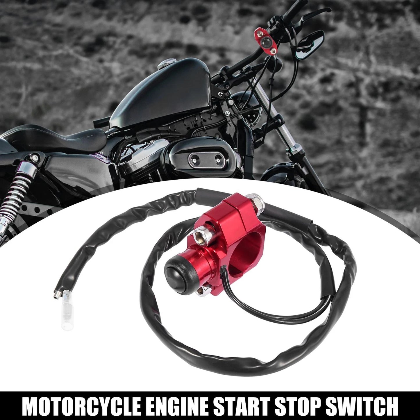 Engine Start Stop Switch Button w/ Mounting Backplate for Motorcycle