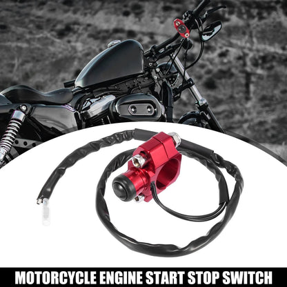 Engine Start Stop Switch Button w/ Mounting Backplate for Motorcycle