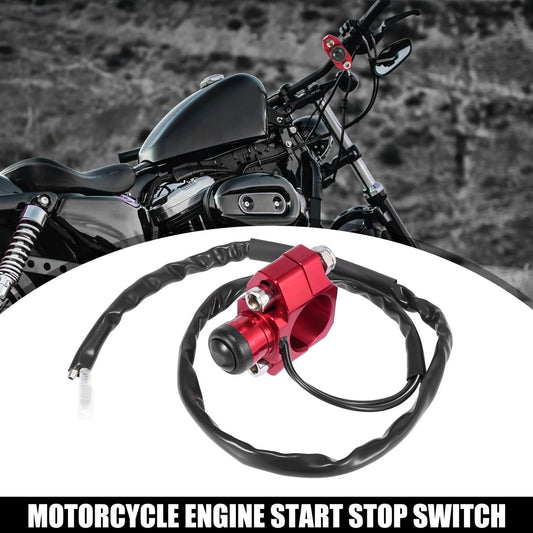 Engine Start Stop Switch Button w/ Mounting Backplate for Motorcycle