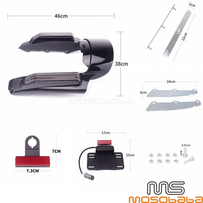 Rear Fender Fascia w/LED Brake Stop Turn Signal Lights for Harley Touring (14-22)