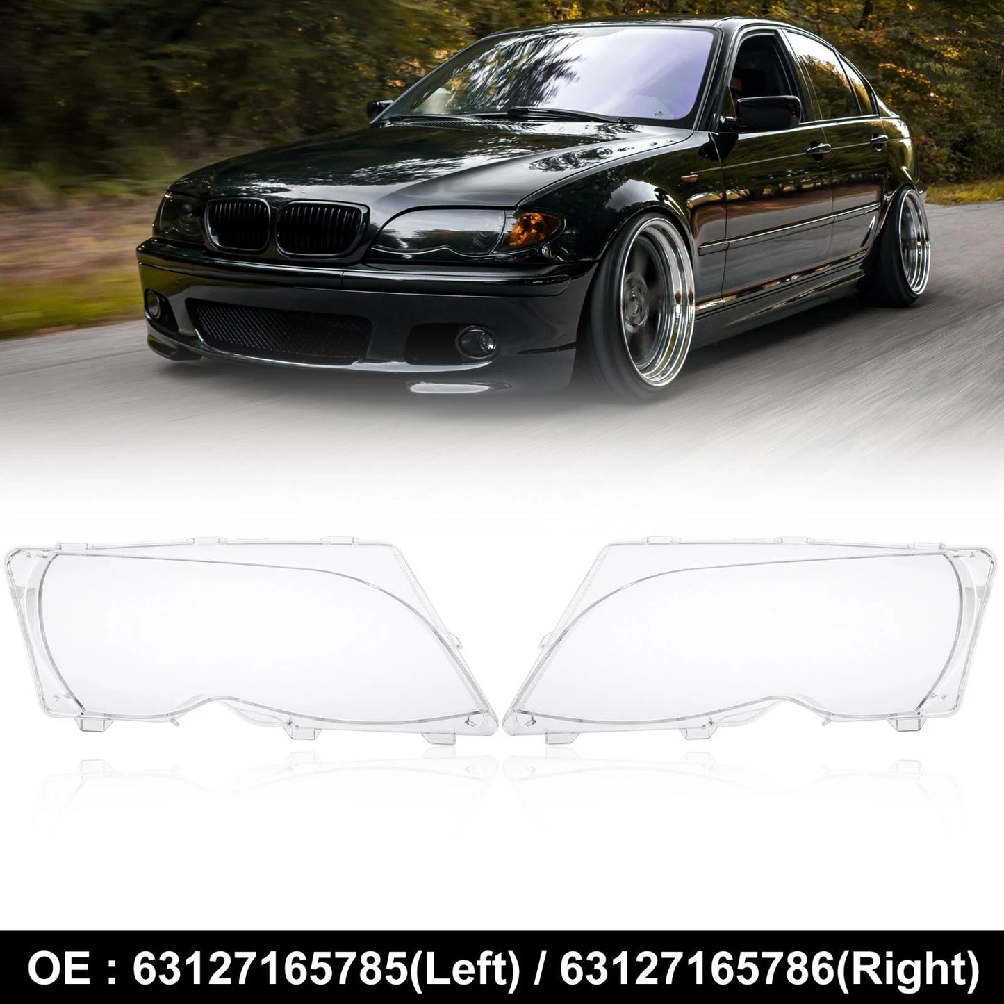 1 Pair Car Front Headlight Headlamp Lens Cover PC Shell for BMW E46 (1998 - 2006)