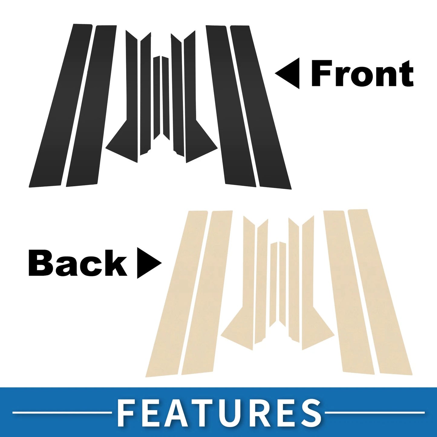 10 x Door Pillar Window Trim for Ford Fiesta (2011-2015) Black