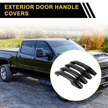 4pcs Exterior Door Handle Cover for GMC Yukon Black without Keypad (2015-2023)