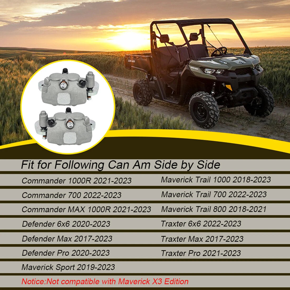 Rear Brake Calipers & Pads for Can-Am Maverick Trail/Sport (2018–2023)