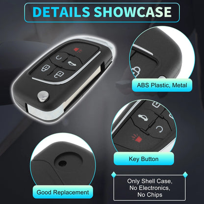 5x Buttons Key Fob Shell Case Keyless for Chevrolet Camaro Equinox (2010-2019)