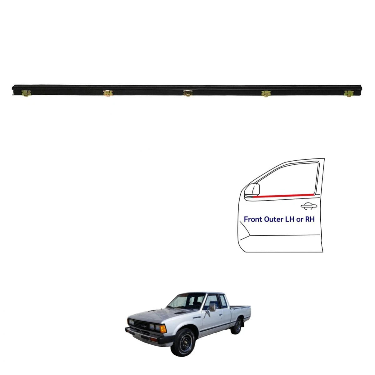Weatherstrip Door Belt out w/o Vent Set 2 Fits Datsun Nissan 720 UTE 1980-86 D05
