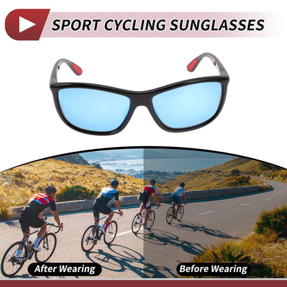 1 x Motorcycle Riding Goggles Blue Lens Black Frame