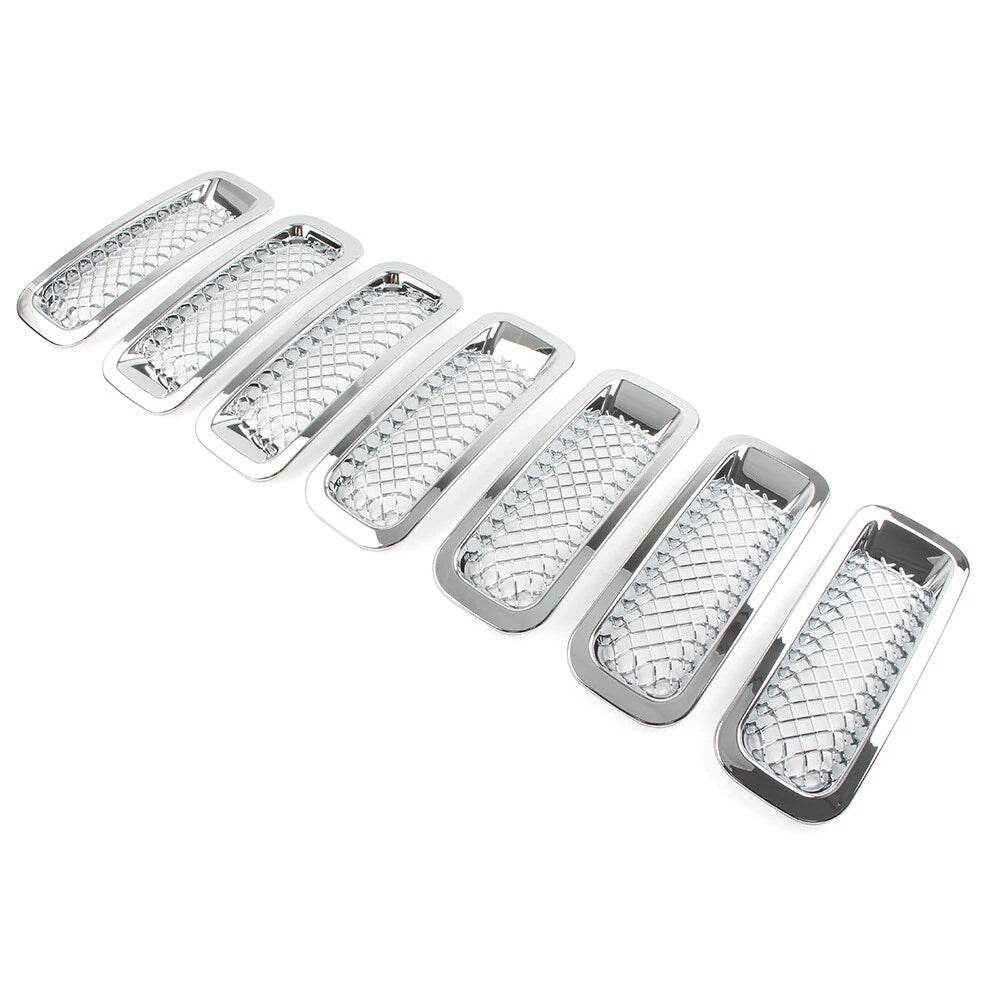 7 Pcs Chrome Front Mesh Grille Cover for Jeep Patriot (2011-2017)