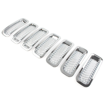 7 Pcs Chrome Front Mesh Grille Cover for Jeep Patriot (2011-2017)