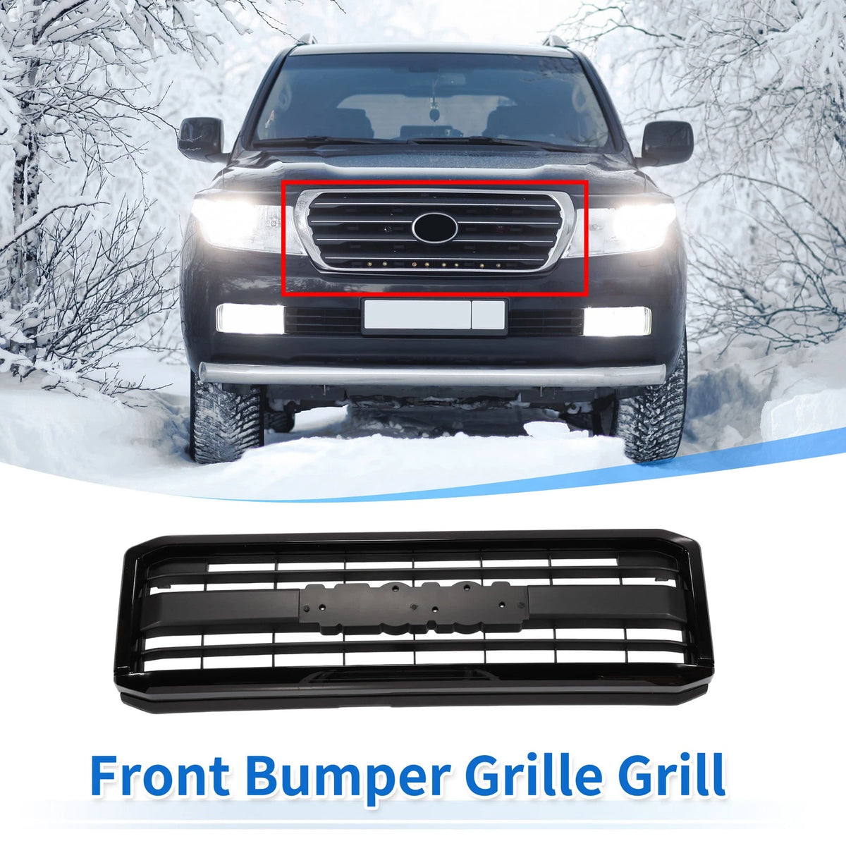 Front Upper Hood Bumper Grille Grill Black for Toyota Land Cruiser (2007–2012)