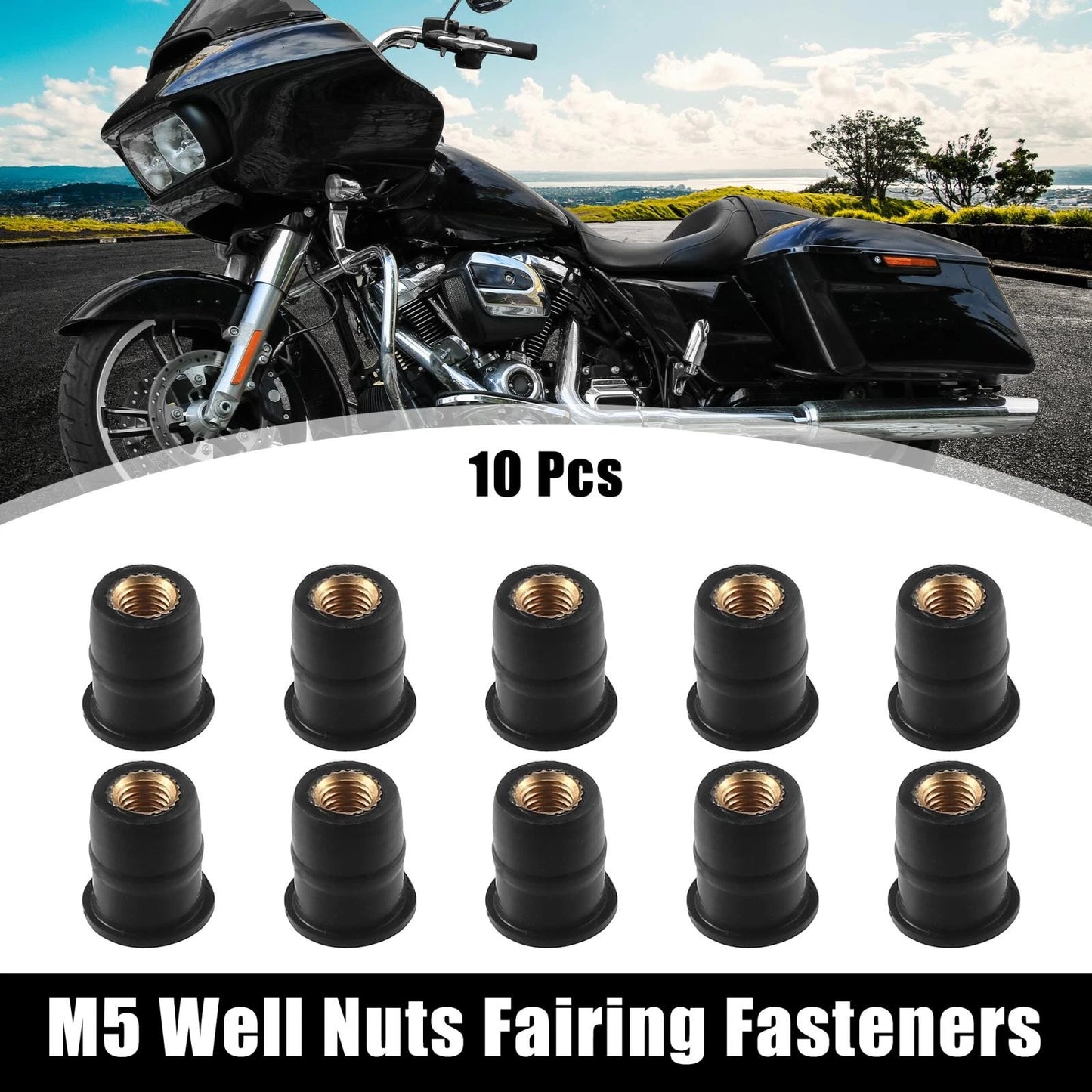 10pcs M5 Well Nuts for Motorcycles Fairing Fasteners