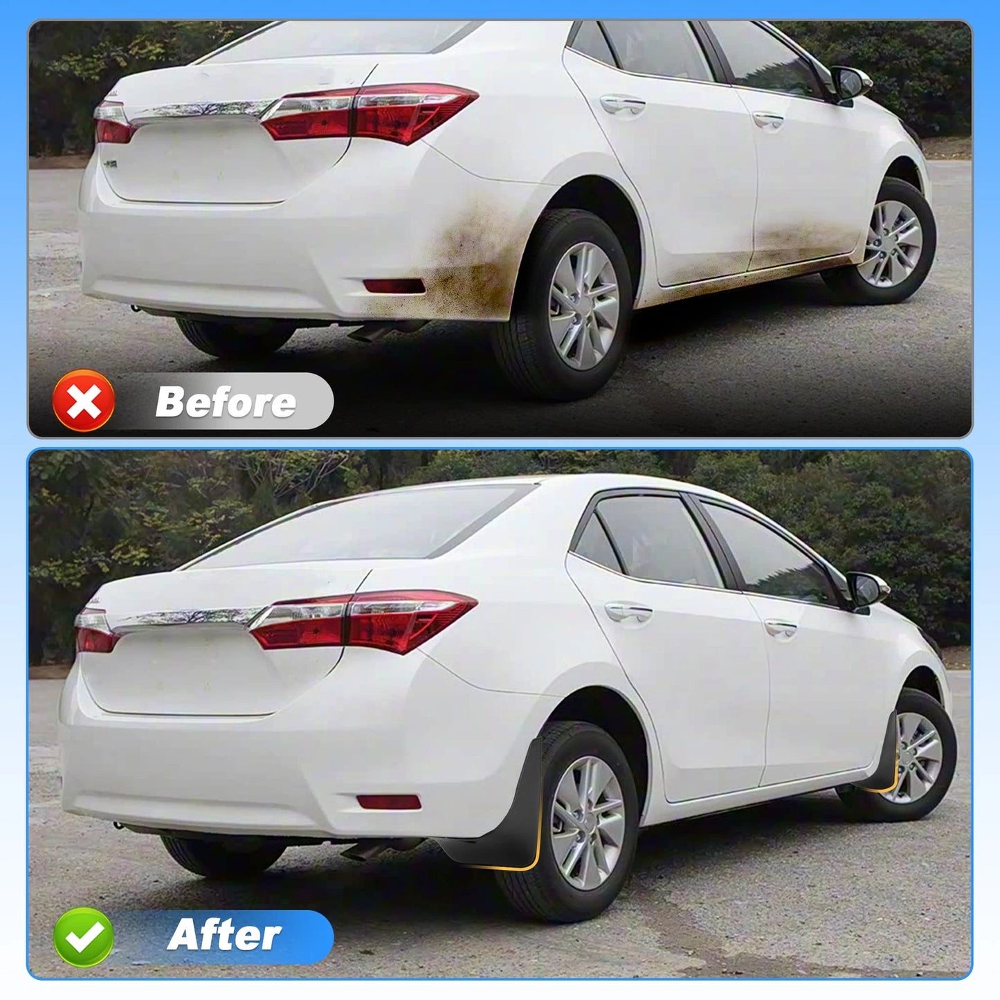 4Pcs Front & Rear Mud Flaps & Splash Guards for Toyota Corolla (2009–2013)