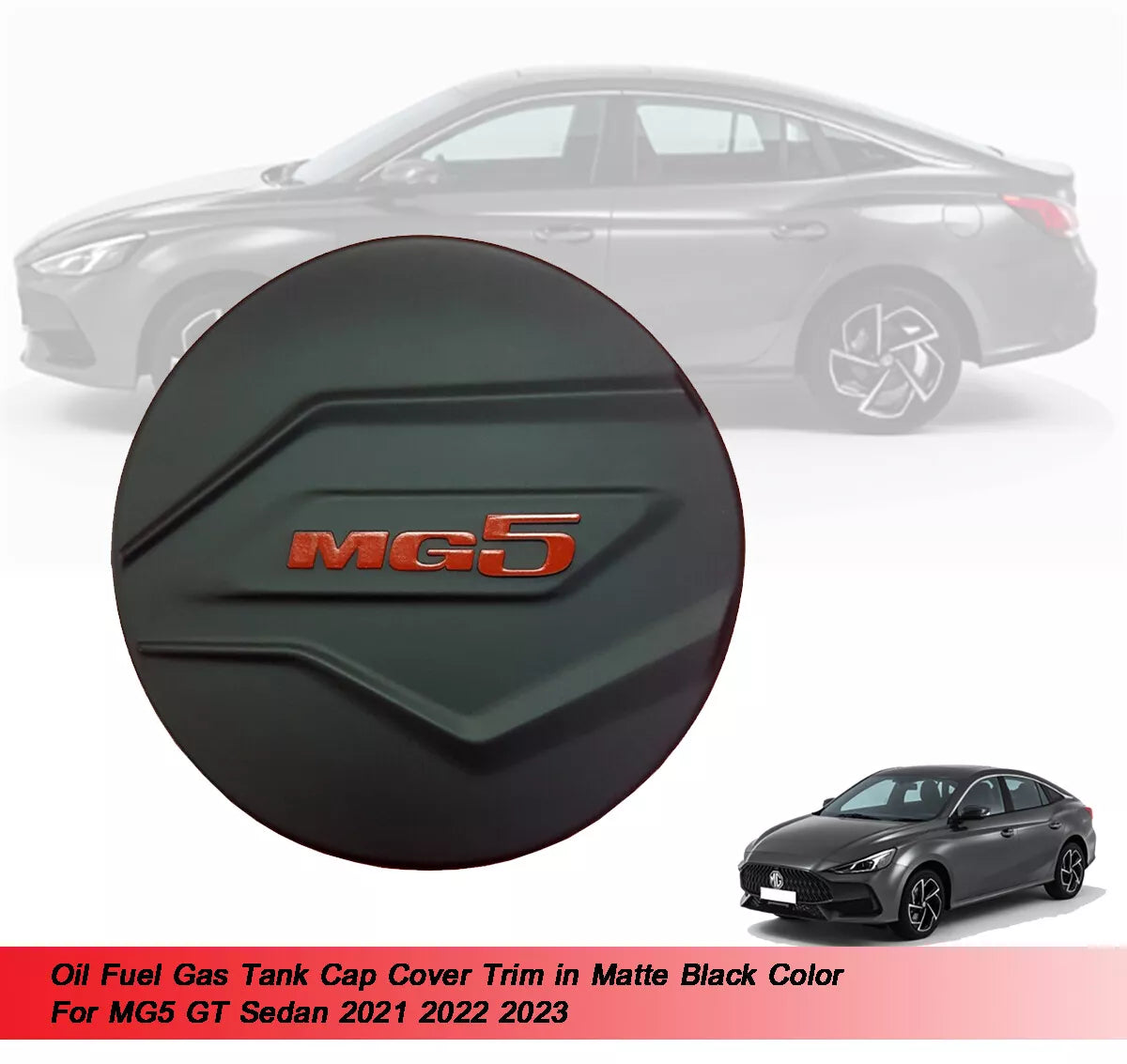 Gas Tank Cover Trim Matte Black for MG5 MG 5 Sedan (2021-2023)