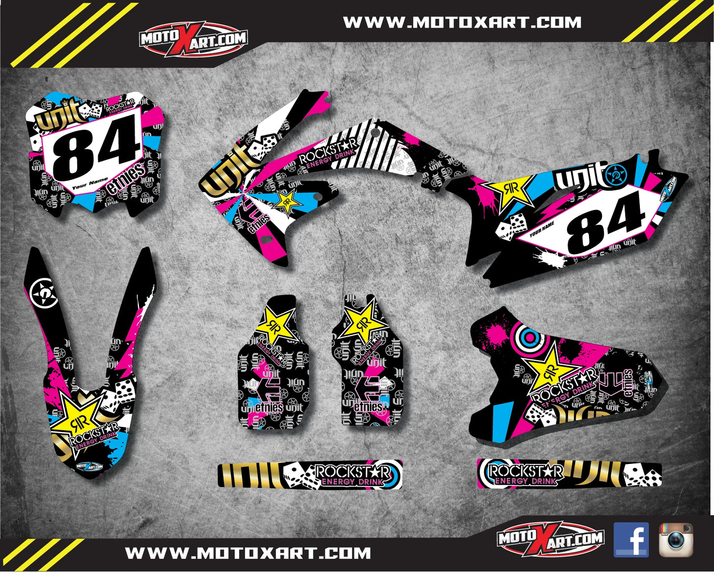 Custom Graphics Full Kit for Honda CRF 250 (2004-2009) RUSH Style Stickers