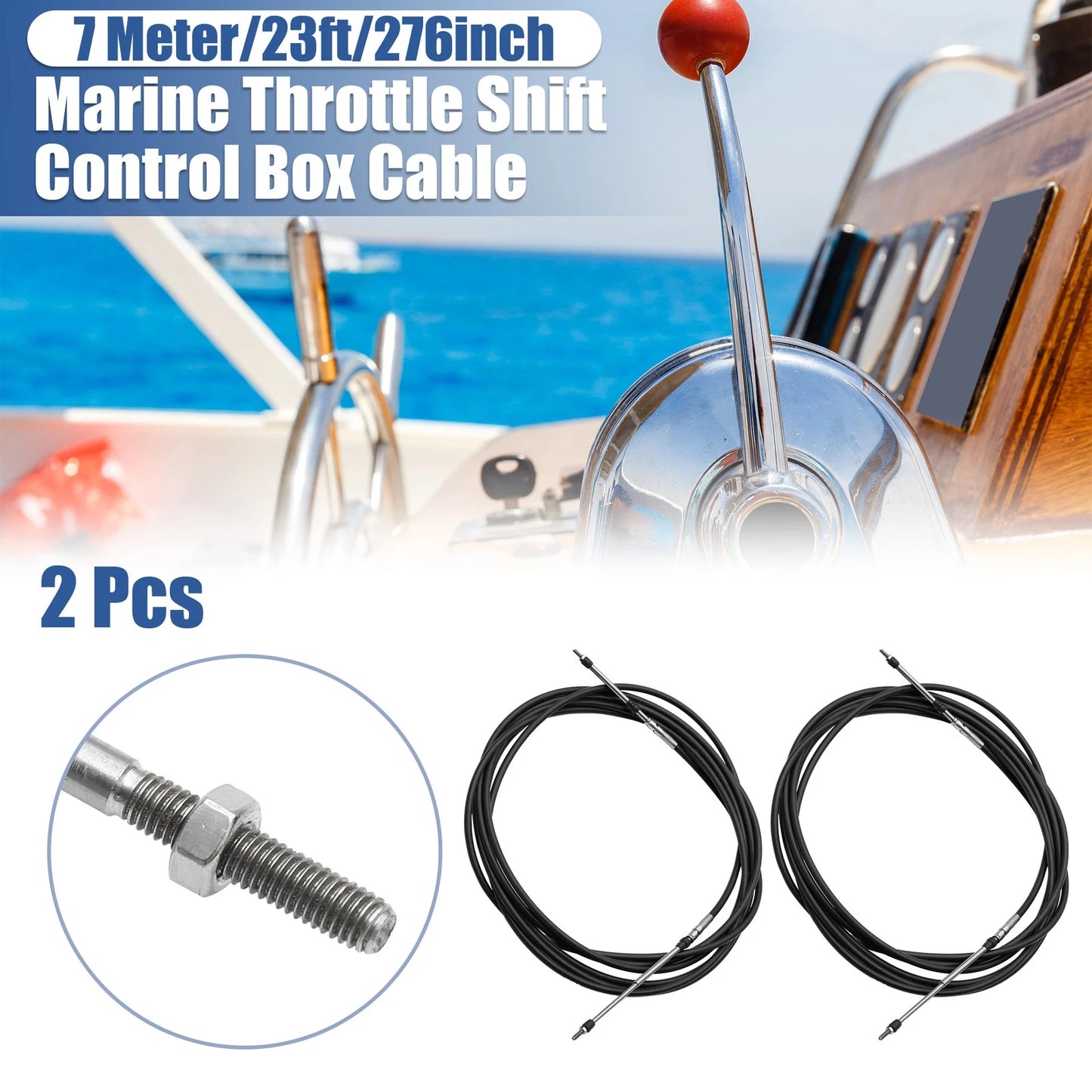 2 x Marine Throttle Shift Control Box Cable Black Steel for Boats