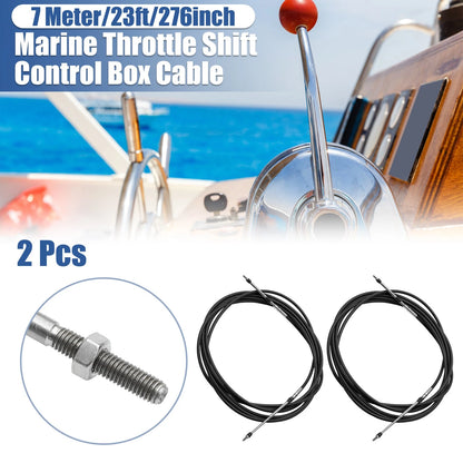 2 x Marine Throttle Shift Control Box Cable Black Steel for Boats