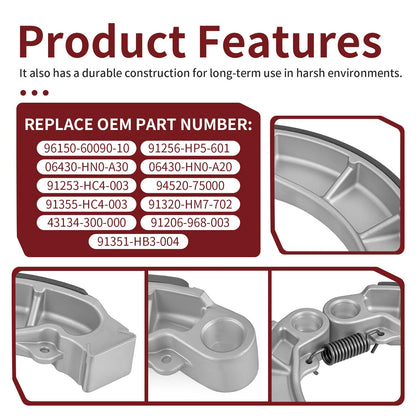 Rear Brake Drum Bearing Seals & Shoes for Honda Rancher 420 TRX420TM(2007–2013)