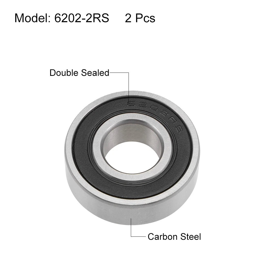 2 x Deep Groove Ball Bearing 15x35x11mm Z2 Sealed Carbon Steel for Model