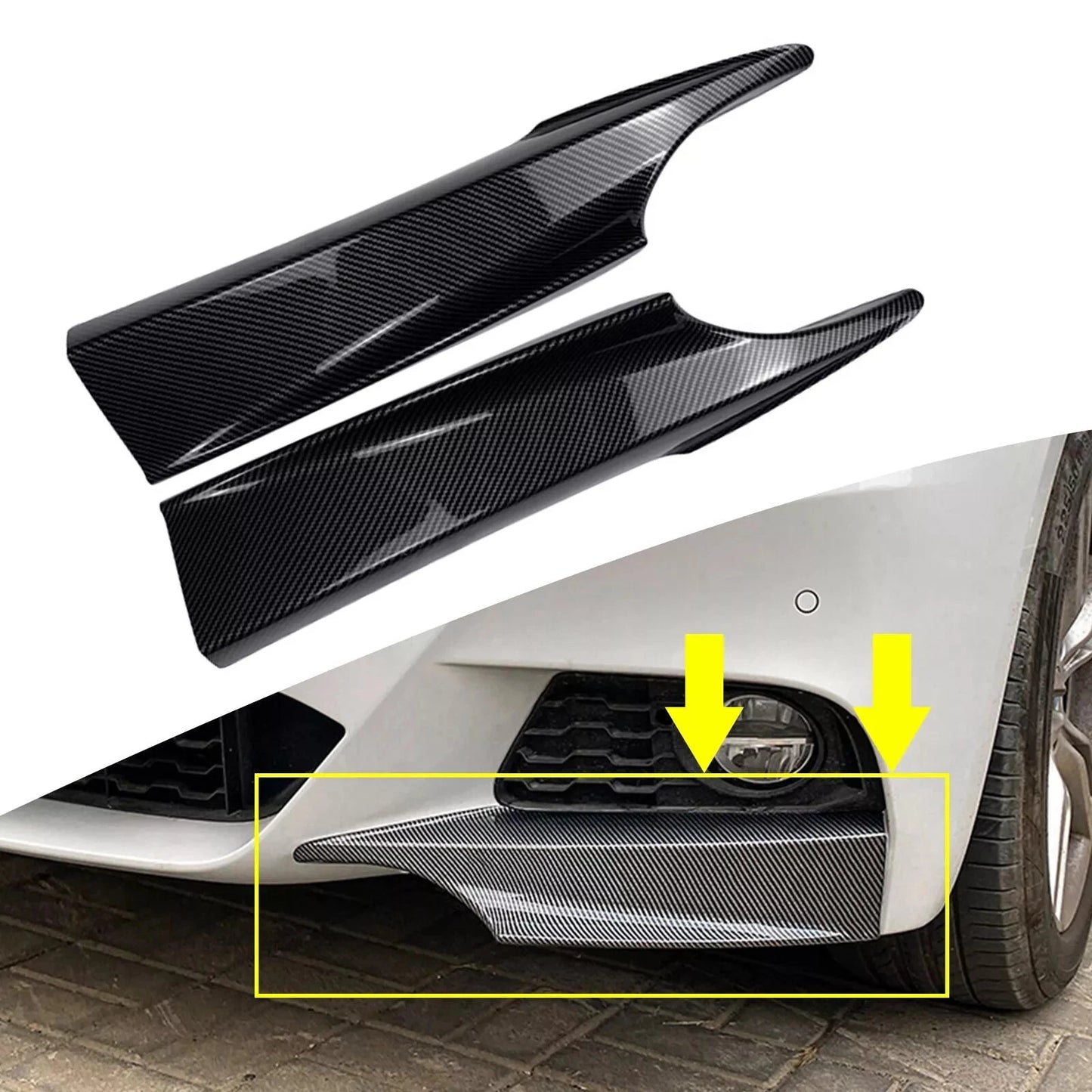 Front Bumper Splitter Lip Fins for BMW 3 Series F34 GT M Sport (2014-2019)