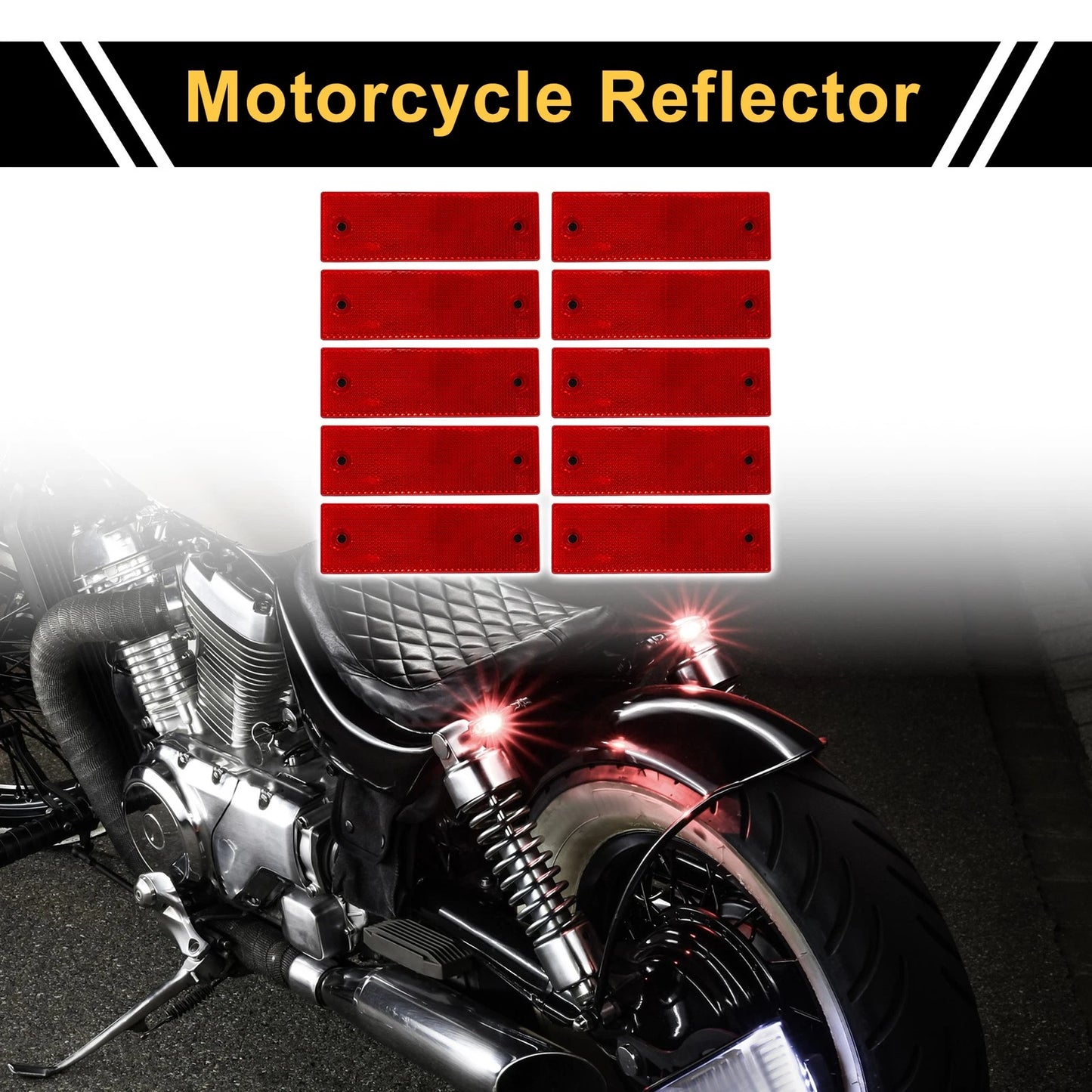 Reflector 15x5cm Red Rectangle Motorcycle 10 Pcs