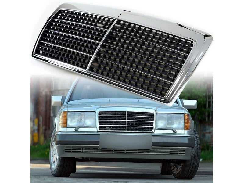 Grille Black Mesh Front Chrome Frame for Mercedes W124 E-Class (1985-1995)