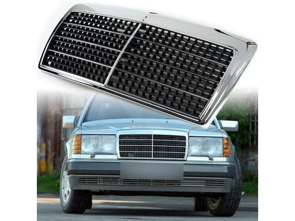 Grille Black Mesh Front Chrome Frame for Mercedes W124 E-Class (1985-1995)