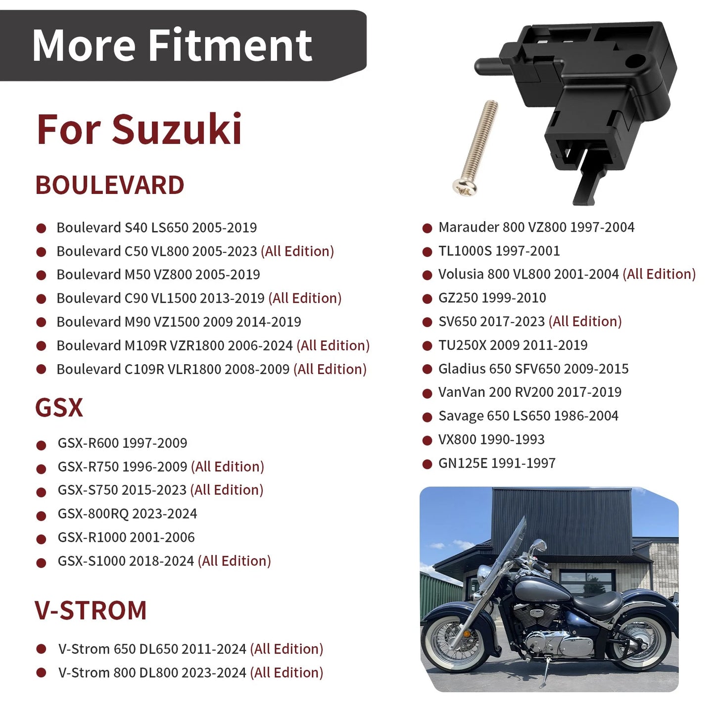 Left Clutch Lever Switch for Suzuki Boulevard S40 M50 C50 (2005–2023)