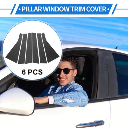 6 Pcs Door Pillar Window Trim for Hyundai Santa Fe (2013-2018) Carbon Fiber