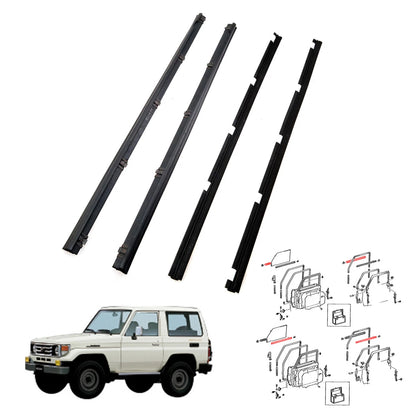 Front Door Glass Weatherstrip Vent Set for Toyota Land Cruiser LJ72 HZJ70 RJ73