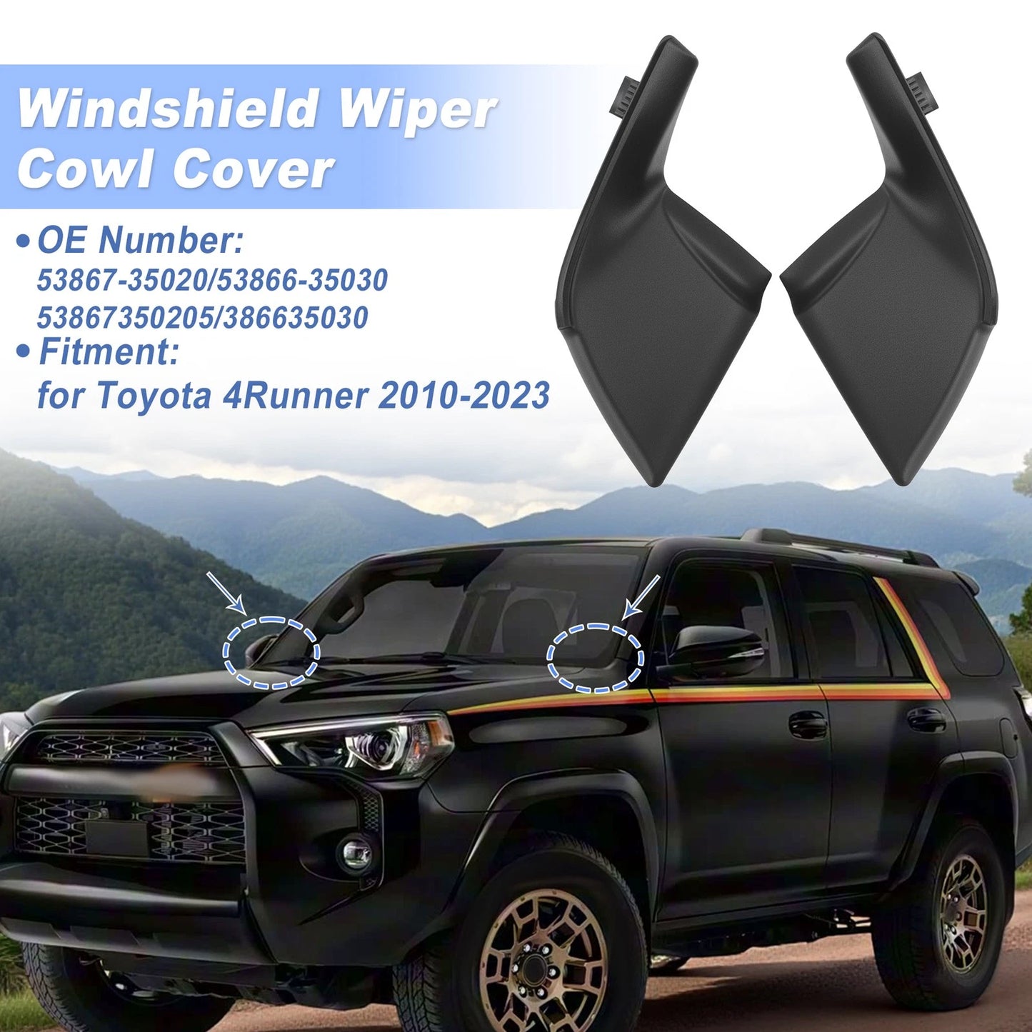 1 pair Windshield Cowl for Toyota 4Runner (2010–2023)