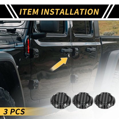 3 x Car Exterior Door Key Jack Covers for Jeep Wrangler JL JLU 2018-2022 Black