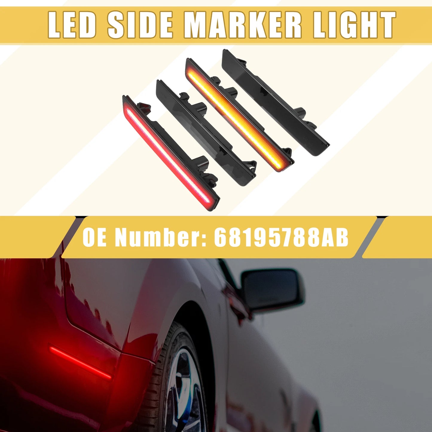 LED Side Marker Light for Dodge Amber Red Light
