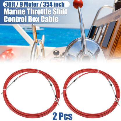 2 x 30ft Marine Type Shift Remote Control Box Cable for Yamaha