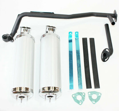 Twin Exhaust Pipe Alloy Mufflers for 125cc Bull Style Quad Dirt Bike ATV