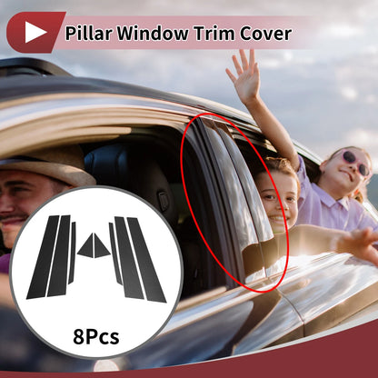 Black Carbon Fiber Door Pillar Window Trim for Nissan Teana (2002-2007)