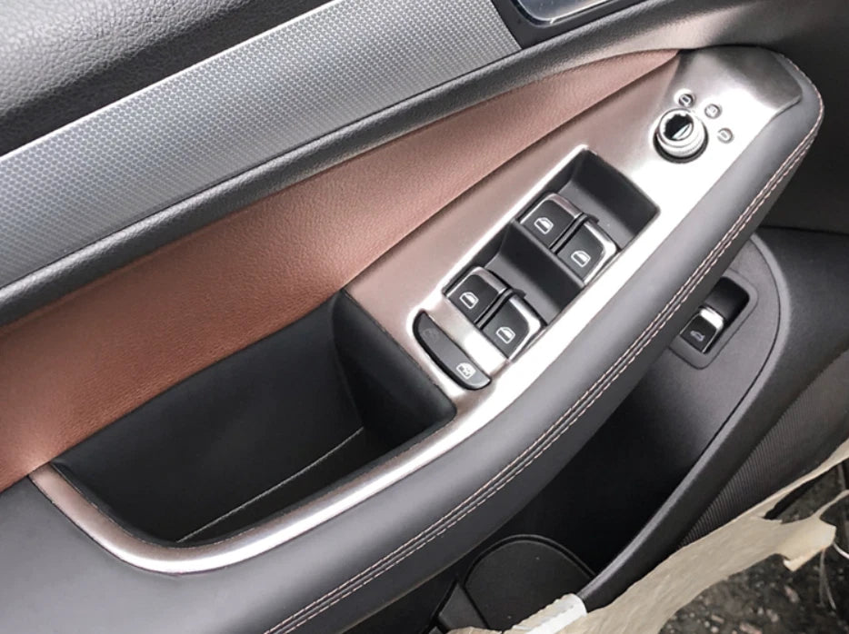 Steel Matte Window Lift Panel Armrest Cover Trim for Audi Q5 (2009-2016) 4 x pcs